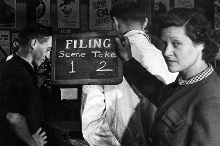 Kay Mander filming HOW TO FILE (1941) from the Panamint DVD release, ONE CONTINUOUS TAKE: THE KAY MANDER STORY (image courtesy of Panamint). 